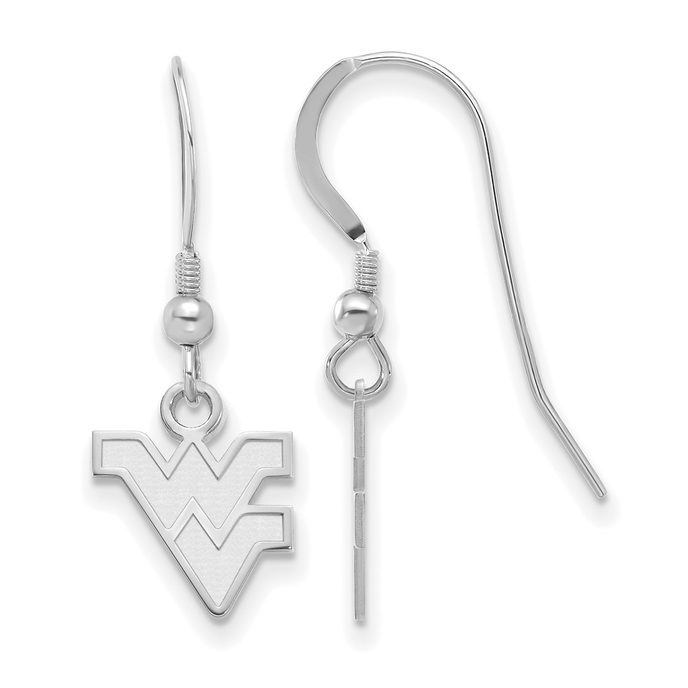 Sterling Silver Rhodium-plated LogoArt West Virginia University W-v Extra Small Dangle Wire Earrings