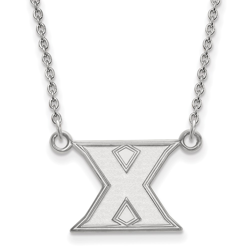 Sterling Silver Rhodium-plated LogoArt Xavier University Letter X Small Pendant Necklace, 18"