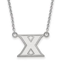 Sterling Silver Rhodium-plated LogoArt Xavier University Letter X Small Pendant Necklace, 18" view 1