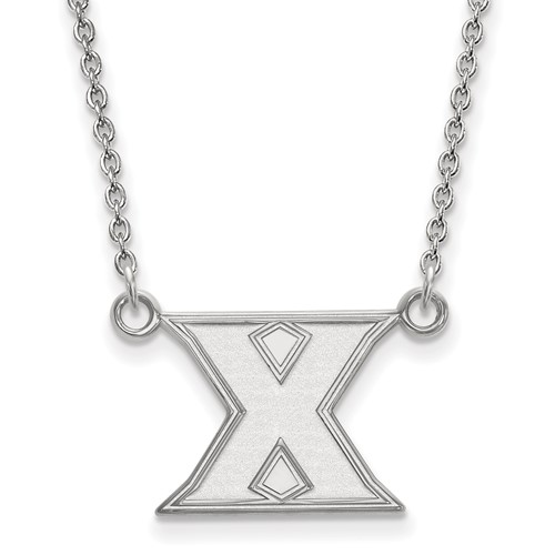 Sterling Silver Rhodium-plated LogoArt Xavier University Letter X Small Pendant Necklace, 18"