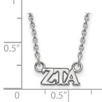 Sterling Silver Rhodium-plated LogoArt Zeta Tau Alpha Sorority Greek Letters Extra Small Pendant Necklace, 18" view 2