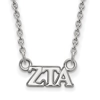 Sterling Silver Rhodium-plated LogoArt Zeta Tau Alpha Sorority Greek Letters Extra Small Pendant Necklace, 18" view 1