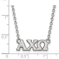 Sterling Silver Rhodium-plated LogoArt Alpha Chi Omega Sorority Greek Letters Small Pendant Necklace, 18" view 2