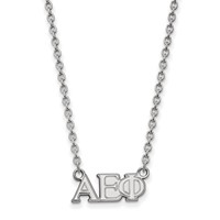 Sterling Silver Rhodium-plated LogoArt Alpha Epsilon Phi Sorority Greek Letters Medium Pendant Necklace, 18" view 1