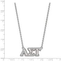 Sterling Silver Rhodium-plated LogoArt Alpha Sigma Tau Sorority Greek Letters Medium Pendant Necklace, 18" view 2