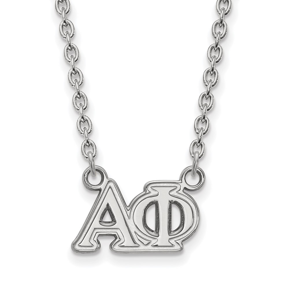 Sterling Silver Rhodium-plated LogoArt Alpha Phi Sorority Greek Letters Medium Pendant Necklace, 18"
