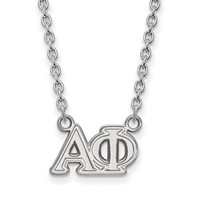 Sterling Silver Rhodium-plated LogoArt Alpha Phi Sorority Greek Letters Medium Pendant Necklace, 18" view 1