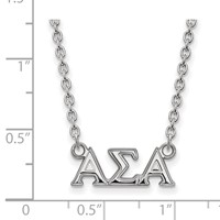 Sterling Silver Rhodium-plated LogoArt Alpha Sigma Alpha Sorority Greek Letters Medium Pendant Necklace, 18" view 2