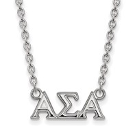 Sterling Silver Rhodium-plated LogoArt Alpha Sigma Alpha Sorority Greek Letters Medium Pendant Necklace, 18" view 1