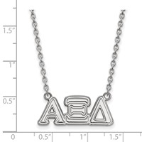 Sterling Silver Rhodium-plated LogoArt Alpha Xi Delta Sorority Greek Letters Medium Pendant Necklace, 18" view 2