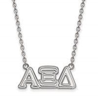 Sterling Silver Rhodium-plated LogoArt Alpha Xi Delta Sorority Greek Letters Medium Pendant Necklace, 18" view 1
