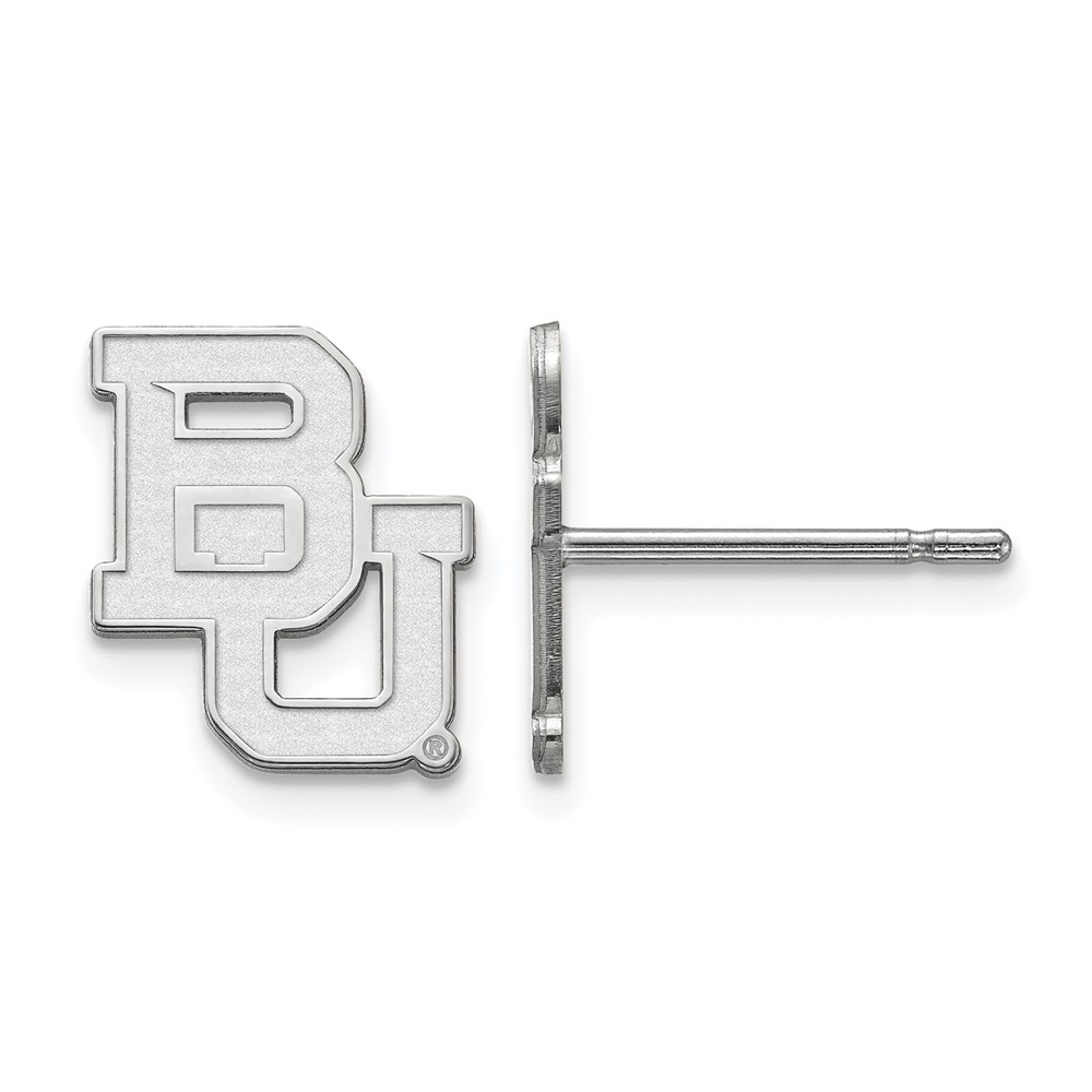 Sterling Silver Rhodium-plated LogoArt Baylor University Bears Extra Small Post Earrings