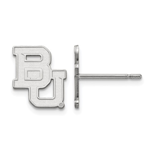 Sterling Silver Rhodium-plated LogoArt Baylor University Bears Extra Small Post Earrings