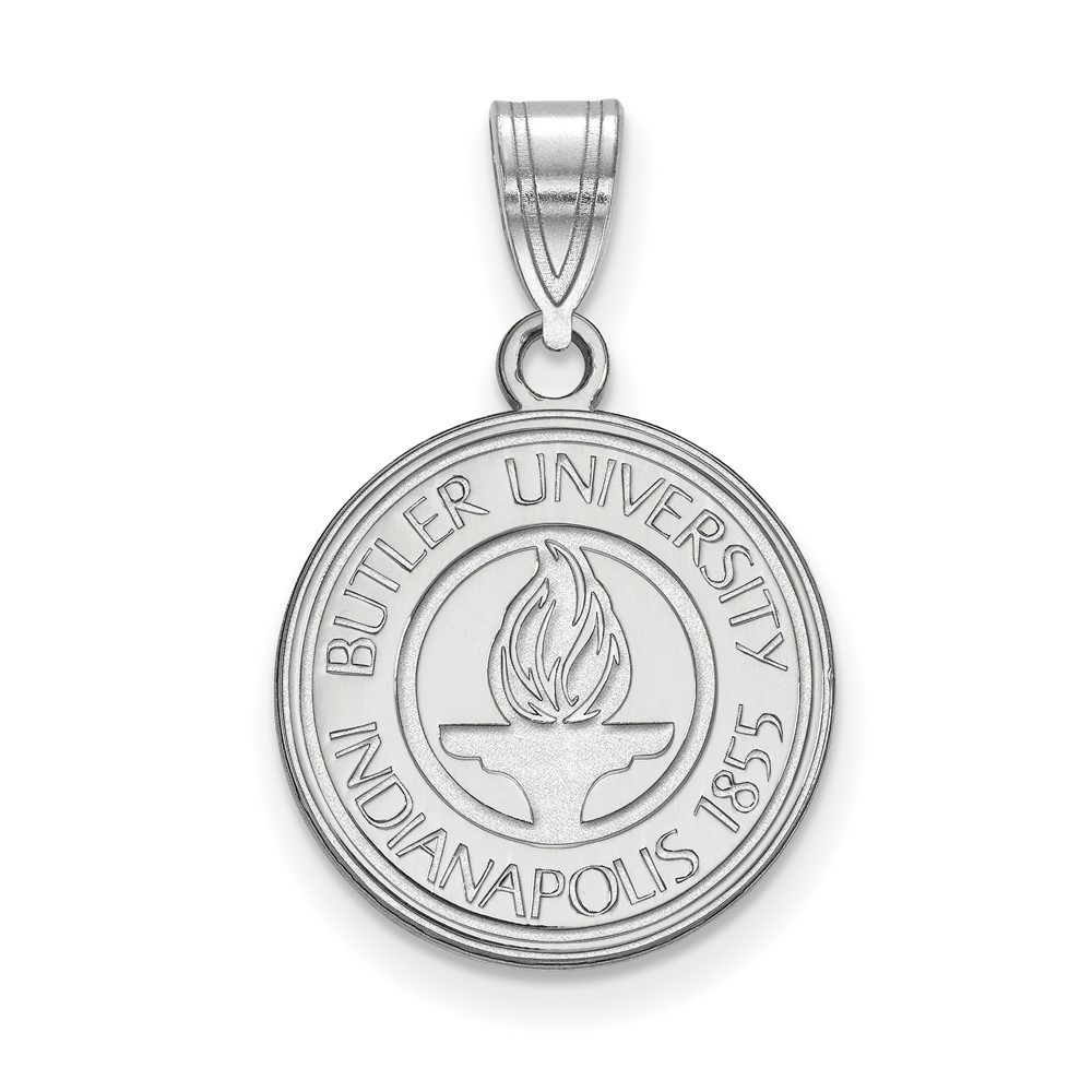 Sterling Silver Rhodium-plated LogoArt Butler University Medium Crest Pendant