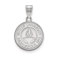 Sterling Silver Rhodium-plated LogoArt Butler University Medium Crest Pendant view 1