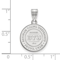 Sterling Silver Rhodium-plated LogoArt Brigham Young University Medium Crest Pendant view 2