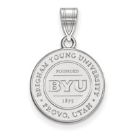 Sterling Silver Rhodium-plated LogoArt Brigham Young University Medium Crest Pendant view 1