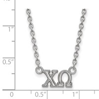 Sterling Silver Rhodium-plated LogoArt Chi Omega Sorority Greek Letters Medium Pendant Necklace, 18" view 2