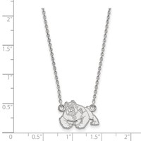 Sterling Silver Rhodium-plated LogoArt California State University Fresno Bulldog Small Pendant Necklace, 18" view 2