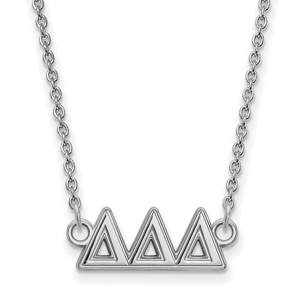 Sterling Silver Rhodium-plated LogoArt Delta Delta Delta Sorority Greek Letters Medium Pendant Necklace, 18"
