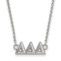 Sterling Silver Rhodium-plated LogoArt Delta Delta Delta Sorority Greek Letters Medium Pendant Necklace, 18" view 1