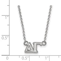 Sterling Silver Rhodium-plated LogoArt Delta Gamma Sorority Greek Letters Medium Pendant Necklace, 18" view 2