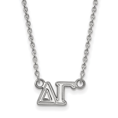 Sterling Silver Rhodium-plated LogoArt Delta Gamma Sorority Greek Letters Medium Pendant Necklace, 18"