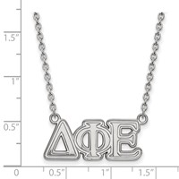 Sterling Silver Rhodium-plated LogoArt Delta Phi Epsilon Sorority Greek Letters Medium Pendant 18 Inch Necklace view 2