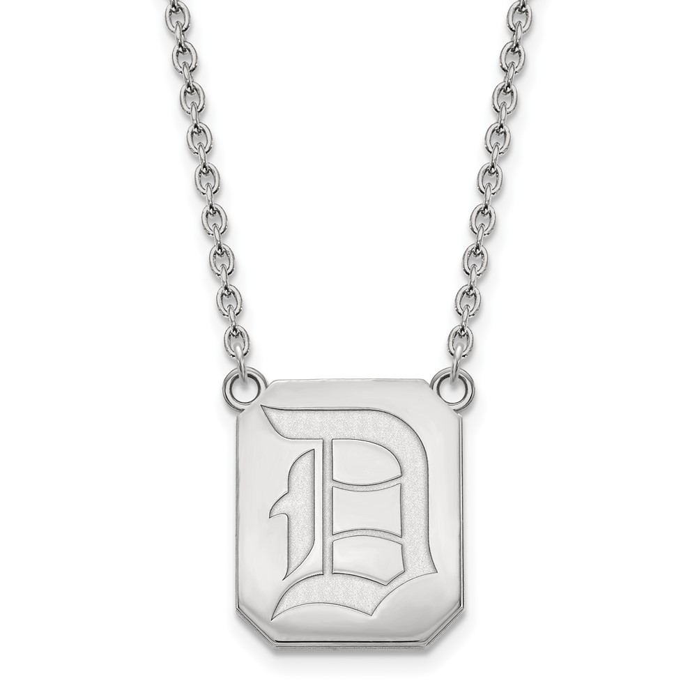 Sterling Silver Rhodium-plated LogoArt Duquesne University Letter D Large Pendant Necklace, 18"