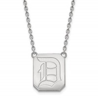 Sterling Silver Rhodium-plated LogoArt Duquesne University Letter D Large Pendant Necklace, 18" view 1