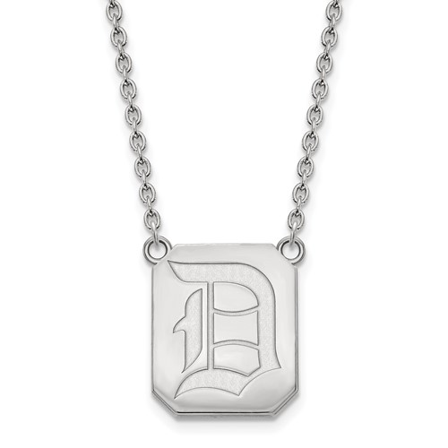 Sterling Silver Rhodium-plated LogoArt Duquesne University Letter D Large Pendant Necklace, 18"