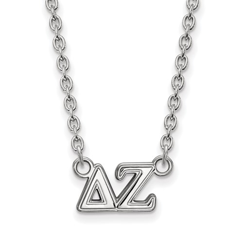 Sterling Silver Rhodium-plated LogoArt Delta Zeta Sorority Greek Letters Medium Pendant Necklace, 18"