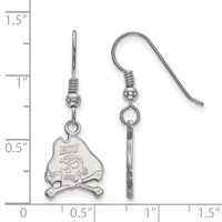 Sterling Silver Rhodium-plated LogoArt East Carolina University Pirate Small Dangle Wire Earrings view 2
