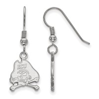 Sterling Silver Rhodium-plated LogoArt East Carolina University Pirate Small Dangle Wire Earrings view 1