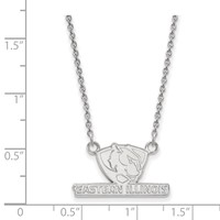 Sterling Silver Rhodium-plated LogoArt Eastern Illinois University Small Pendant Necklace, 18" view 2
