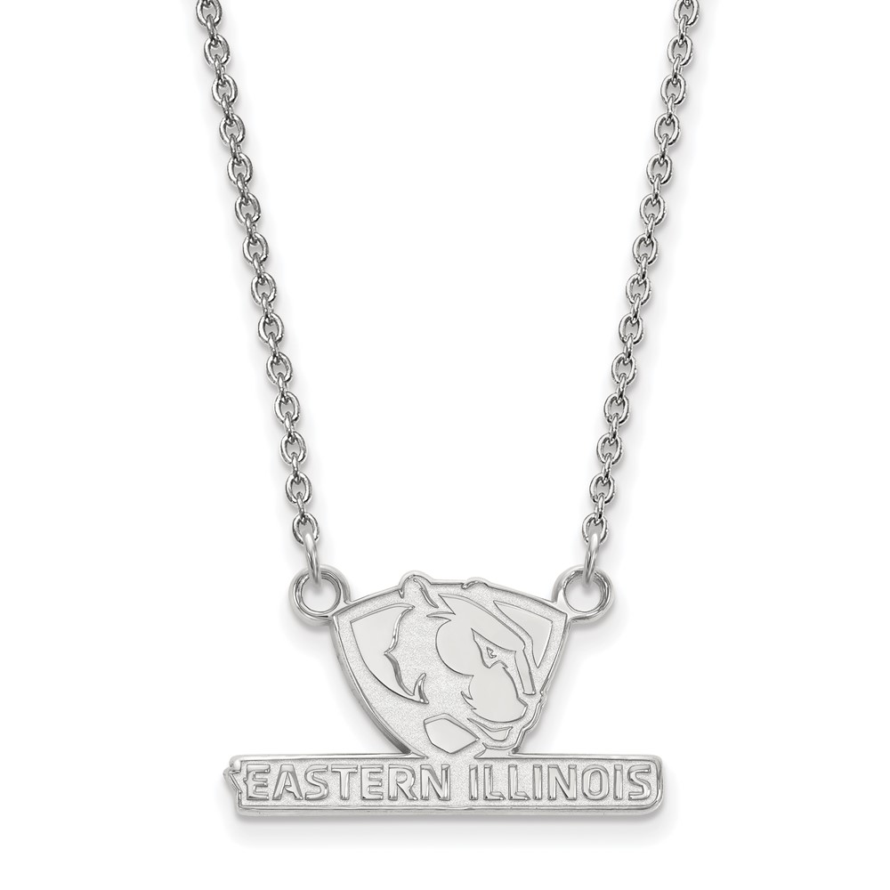 Sterling Silver Rhodium-plated LogoArt Eastern Illinois University Small Pendant Necklace, 18"
