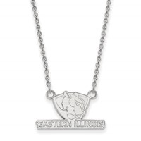 Sterling Silver Rhodium-plated LogoArt Eastern Illinois University Small Pendant Necklace, 18" view 1