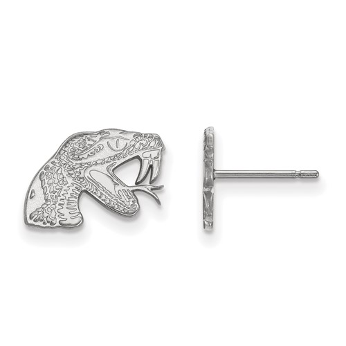 Sterling Silver Rhodium-plated LogoArt Florida a and M University Rattler Extra Small Post Earrings