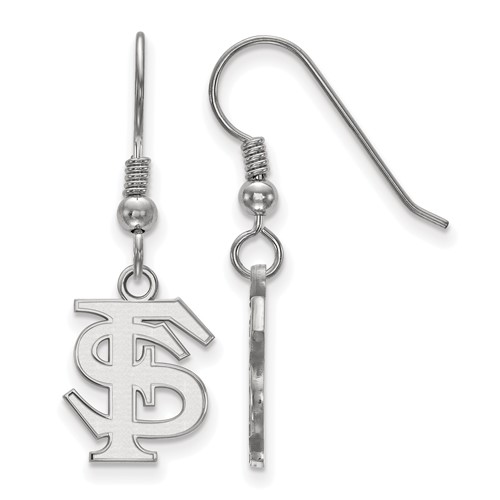 Sterling Silver Rhodium-plated LogoArt Florida State University F-s Small Dangle Wire Earrings