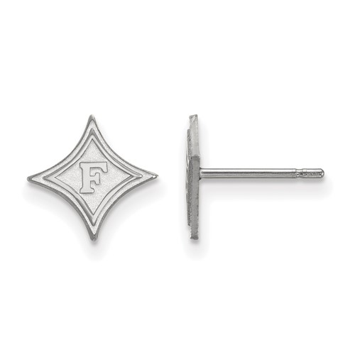Sterling Silver Rhodium-plated LogoArt Furman University Extra Small Post Earrings