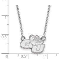 Sterling Silver Rhodium-plated LogoArt Gonzaga University G-u Bulldog Small Pendant Necklace, 18" view 2