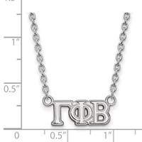 Sterling Silver Rhodium-plated LogoArt Gamma Phi Beta Sorority Greek Letters Small Pendant Necklace, 18" view 2