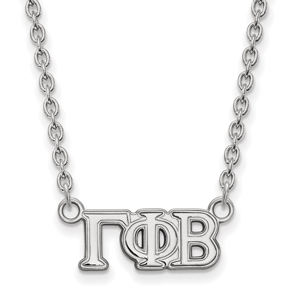 Sterling Silver Rhodium-plated LogoArt Gamma Phi Beta Sorority Greek Letters Small Pendant Necklace, 18"