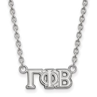 Sterling Silver Rhodium-plated LogoArt Gamma Phi Beta Sorority Greek Letters Small Pendant Necklace, 18" view 1