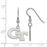 Sterling Silver Rhodium-plated LogoArt Georgia Institute of Technology G-t Small Dangle Wire Earrings view 2