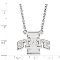 Sterling Silver Rhodium-plated LogoArt Iowa State University Large Pendant Necklace, 18" view 2