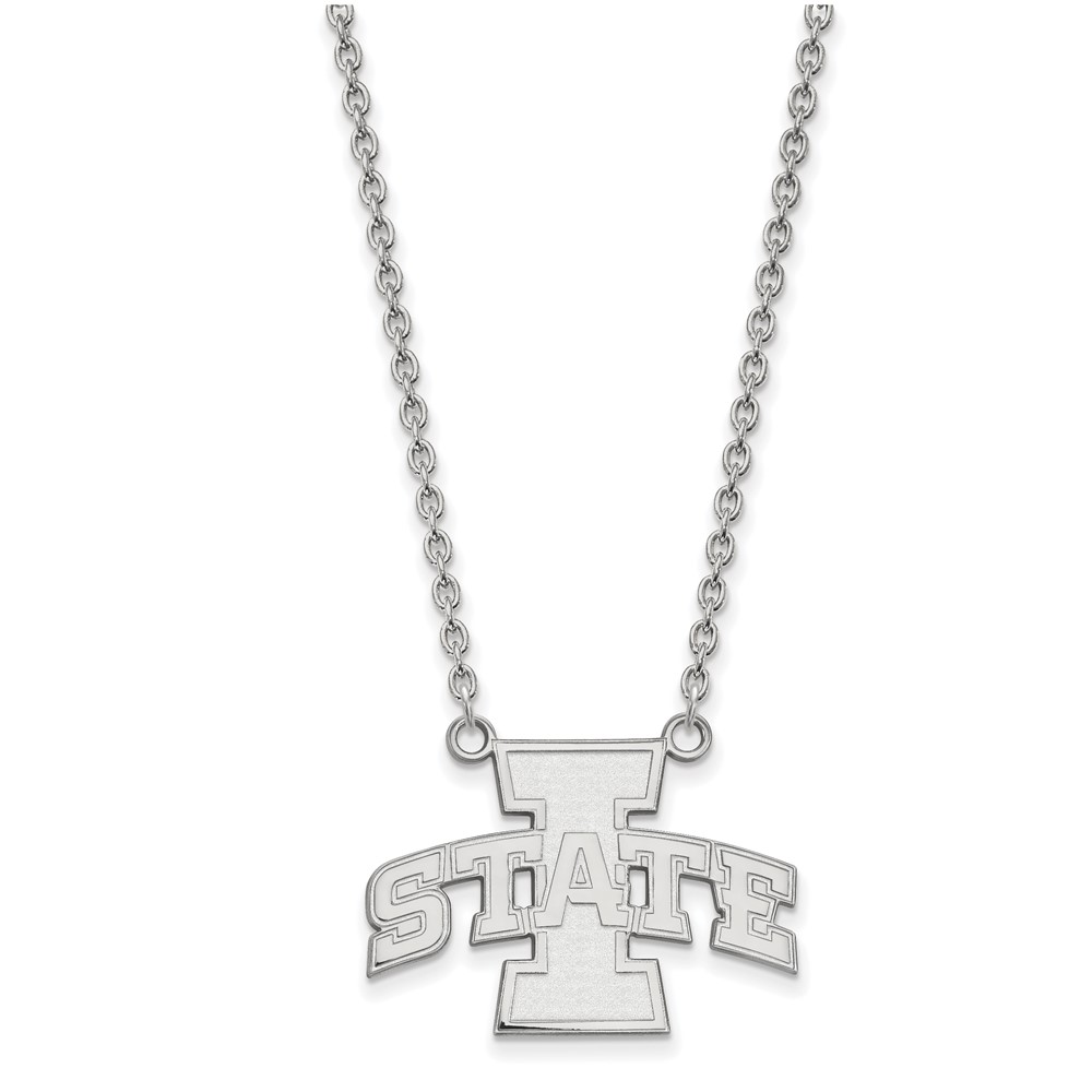 Sterling Silver Rhodium-plated LogoArt Iowa State University Large Pendant Necklace, 18"
