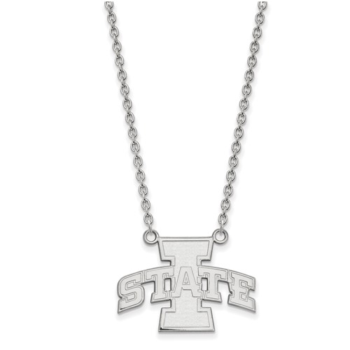 Sterling Silver Rhodium-plated LogoArt Iowa State University Large Pendant Necklace, 18"