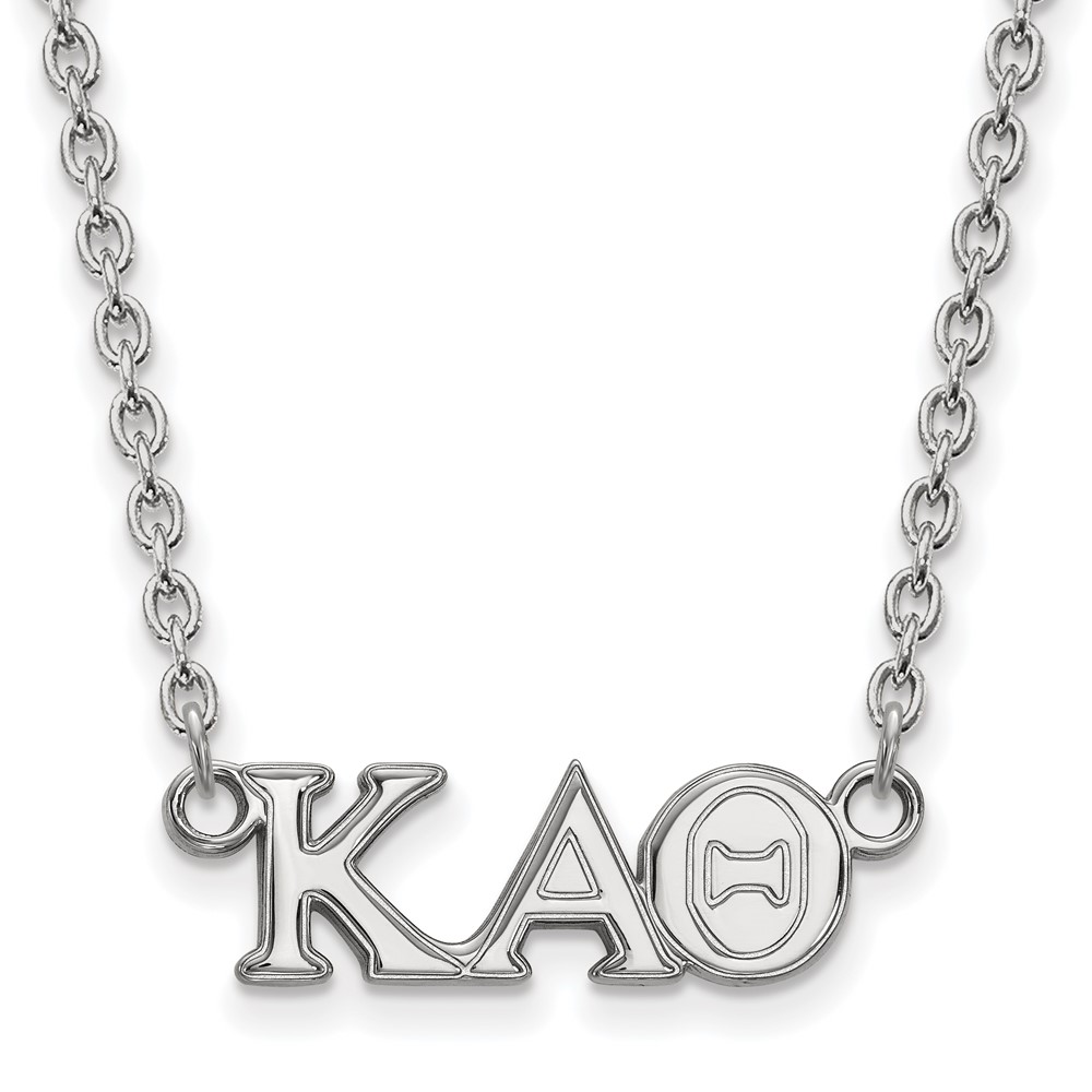 Sterling Silver Rhodium-plated LogoArt Kappa Alpha Theta Sorority Greek Letters Medium Pendant Necklace, 18"