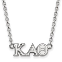 Sterling Silver Rhodium-plated LogoArt Kappa Alpha Theta Sorority Greek Letters Medium Pendant Necklace, 18" view 1